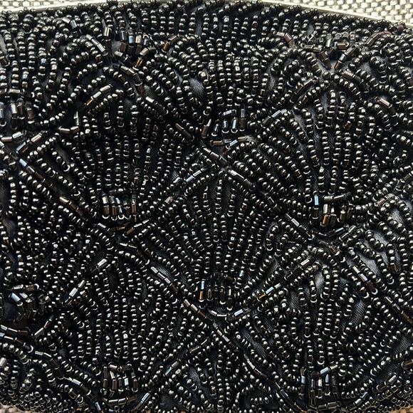 Vintage Black Beaded clutch bag with silver chain , Circa 2007 - Picture 15 of 17